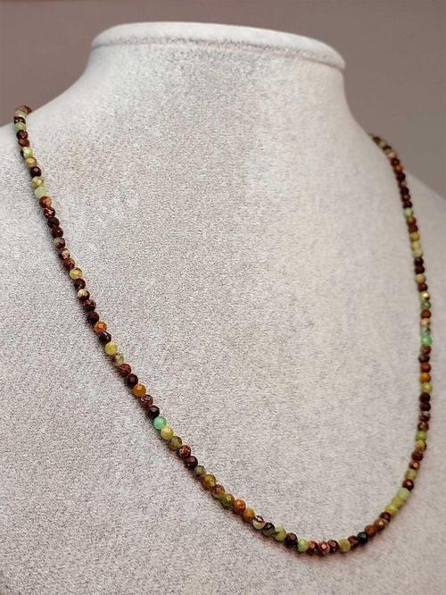 Krizopras Taşı 3mm 1000 Ayar Gümüş İpli Kolye (Sabit Klipsli)