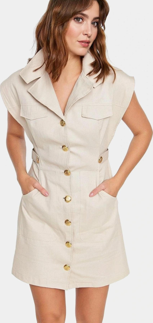 Gabardin Mini Elbise Kisa Kol Ay Pamuk Yazlık Günlük Özel Tasarım