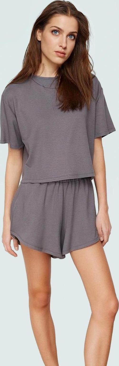Kadın Örme Şortlu T shirt Takım Rahat Günlük Yazlık Kombin Kullanım Zarifane Tasarım