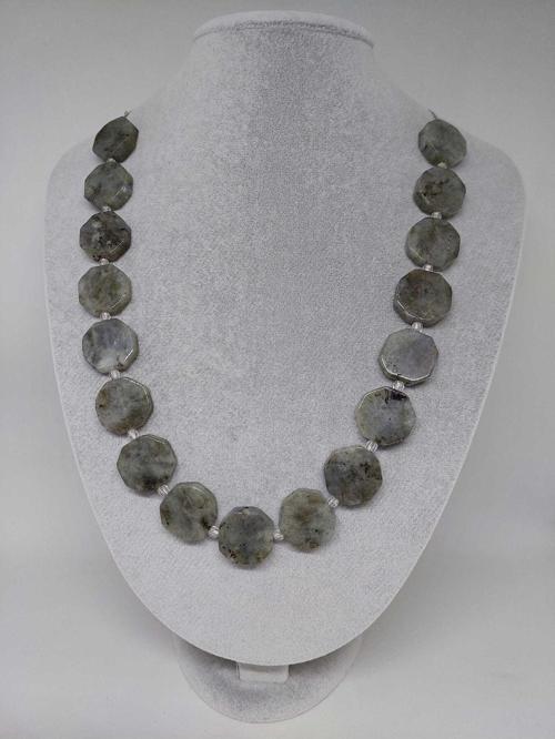 Labradorit Taşı Sekizgen Şekilli Kolye (klipsli) (35695)
