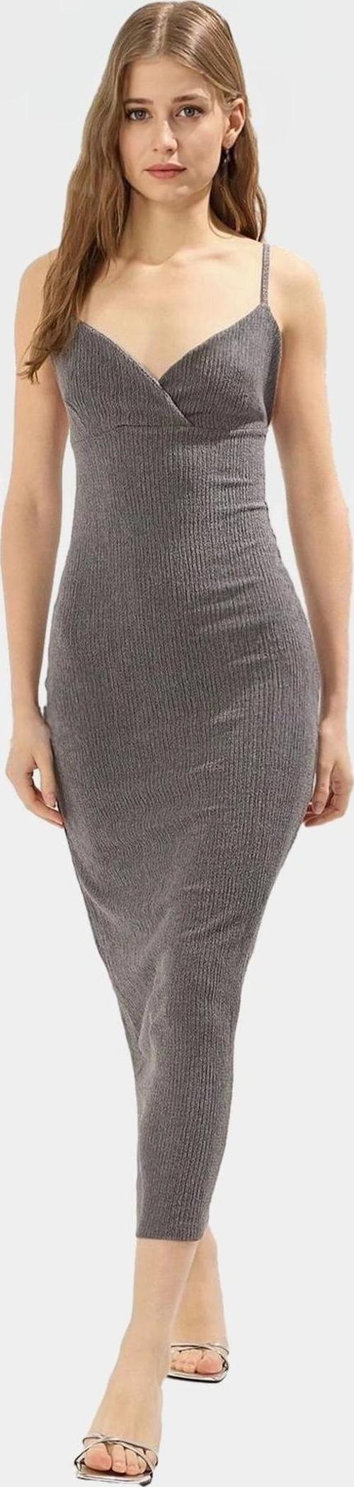 Kadın Midi Boy Örme Elbise V Yaka Bodycon Günlük Şık Konforlu Kesim Özenle Seçilmiş