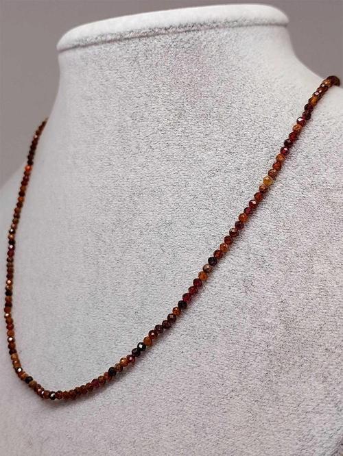 Lal (Garnet – Granat ) Taşı 2mm 1000 Ayar Gümüş İpli Kolye (Sabit Klipsli) (41260)