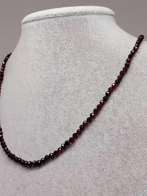 Lal (Garnet – Granat ) Taşı 3mm 1000 Ayar Gümüş İpli Kolye (Sabit Klipsli)