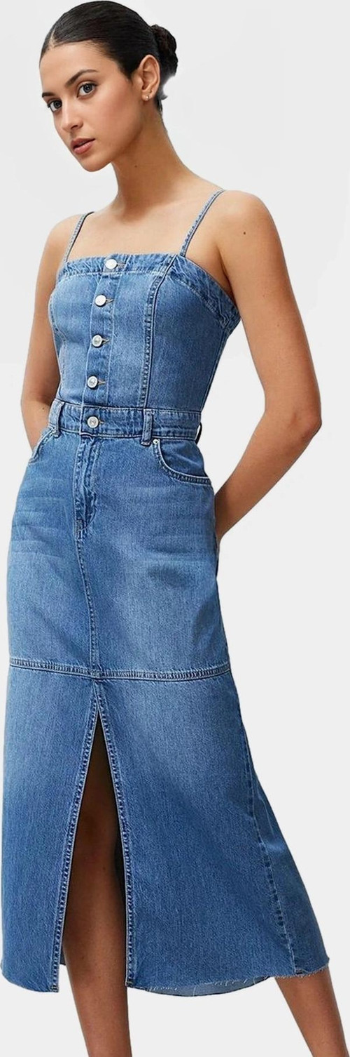 Maxi Denim Elbise Bodycon Kalıp Yazlık Casual Konforlu Kesim Uzun Ömürlü Özel Tasarım