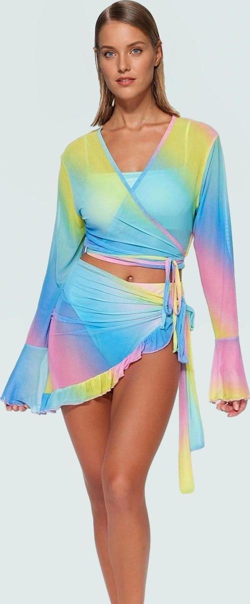 Şık V Yaka Örme Bluz Etek Plaj Takımı Yazlık Fitted Mesh Kumaş Kaliteli İşçilik Mükemmel Uyum