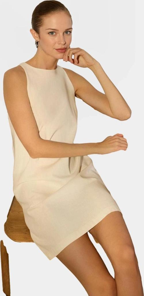 Yazlık Keten Karışımlı Mini Elbise Rahat Günlük Stil Dayanıklı Malzeme Profesyonel Görünüm