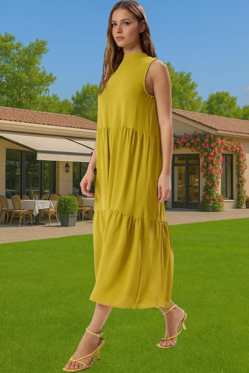 Kadın Midi Boy Shift Elbise Polyester Dokuma Kumaş Günlük Tarz Konforlu Kesim Mükemmel Uyum