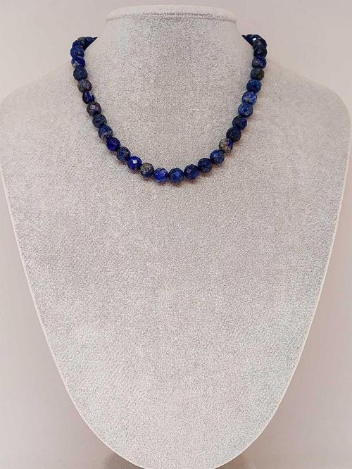 Lapis Taşı Faset Kesim Kolye 8mm (klipsli)