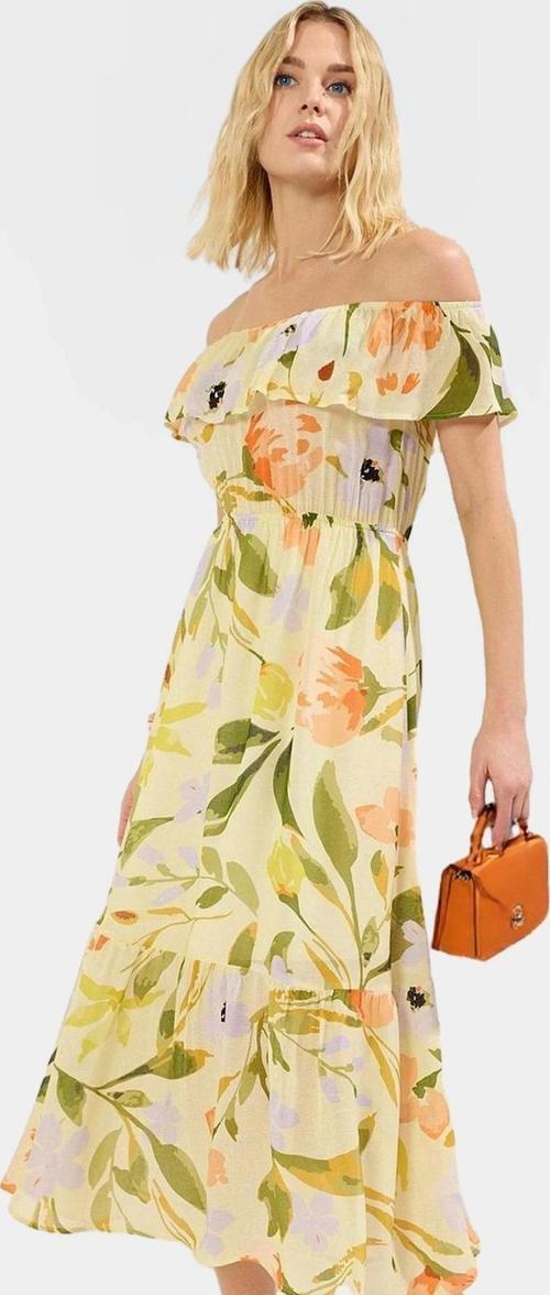 Çok Çiçekli A Kesim Maxi Elbise Polyester Yazlık Rahat Günlük Yüksek Kalite Premium
