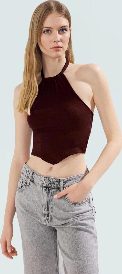 Halter Yaka Fitted Vücut Oturan Viskoz Bluz Yazlık Günlük Trend Tasarım Premium Kalite
