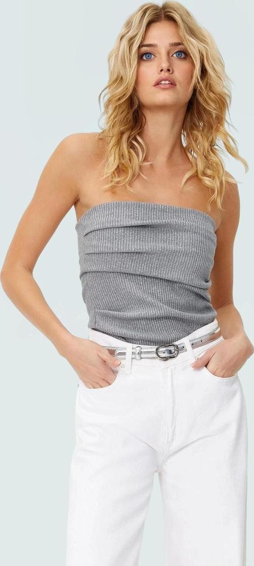 Straplez Fitted Triko Bluz Yazlık Rahat Günlük Seçkin Malzeme Kullanım Yüksek Kalite