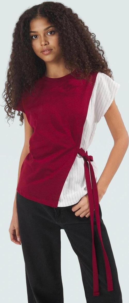 Yazlık Pamuklu Örme Bluz Rahat Kalıp Bisiklet Yaka Günlük Stil Zarifane Tasarım Trend