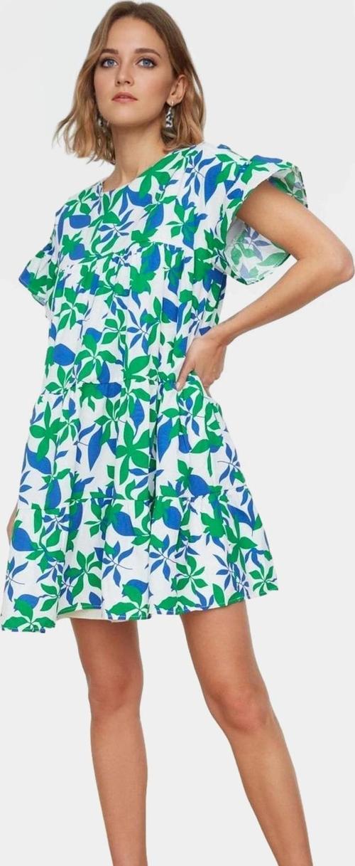 Çiçekli Desenli Mini Elbise Rahat Poplin Kumaş Günlük Stil Yüksek Kalite Şık Görünüm