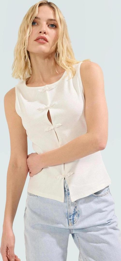 Bisiklet Yaka Fitilli Kaşkorse Bluz Pamuklu Yazlık Günlük Profesyonel Görünüm Modern Stil