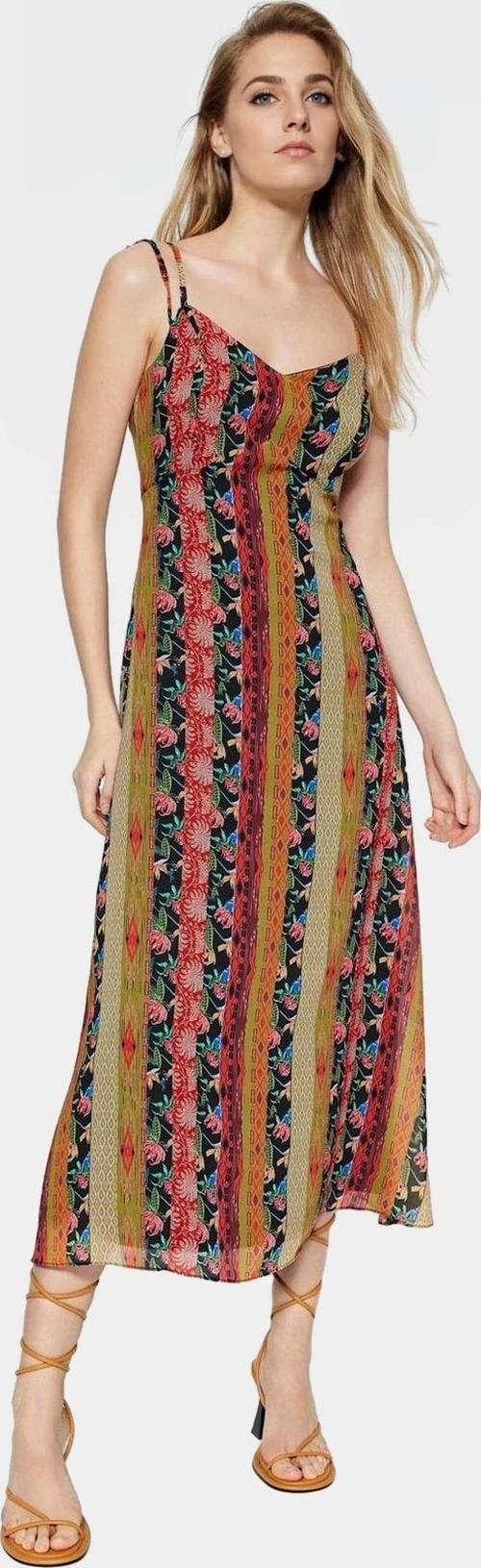 Yazlık Çok Desenli A Kesim Maxi Elbise Şifon Dokuma Yüksek Kalite Trend Tasarım