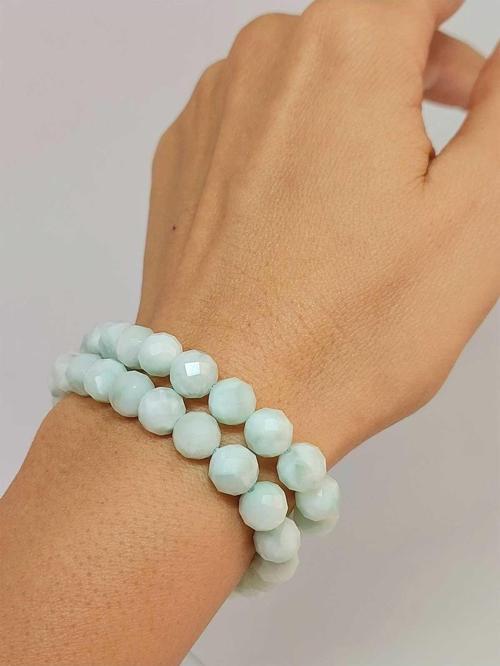 Larimar Taşı Faset Kesim 8mm Unisex İkili Bileklik