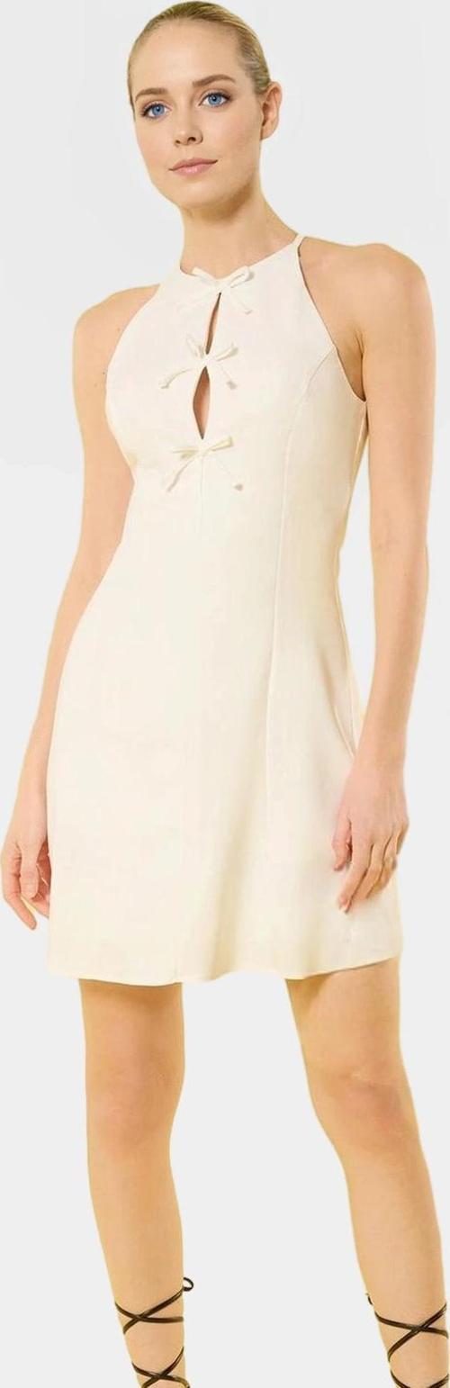 Yazlık Fiyonklu Mini Elbise Dokuma Kumaş Skater Kalıp Profesyonel Görünüm Günlük Kullanım İçin