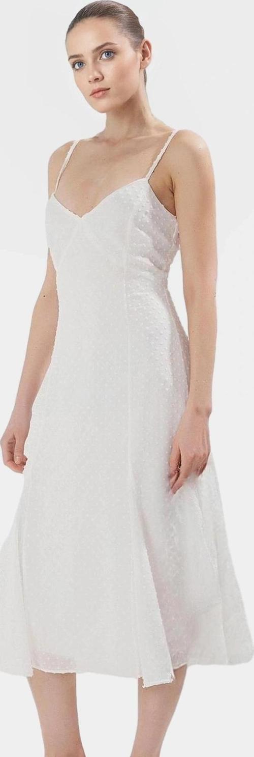 A line Midi Şifon Elbise Polyester Dokuma Yazlık Zarifane Tasarım Trend