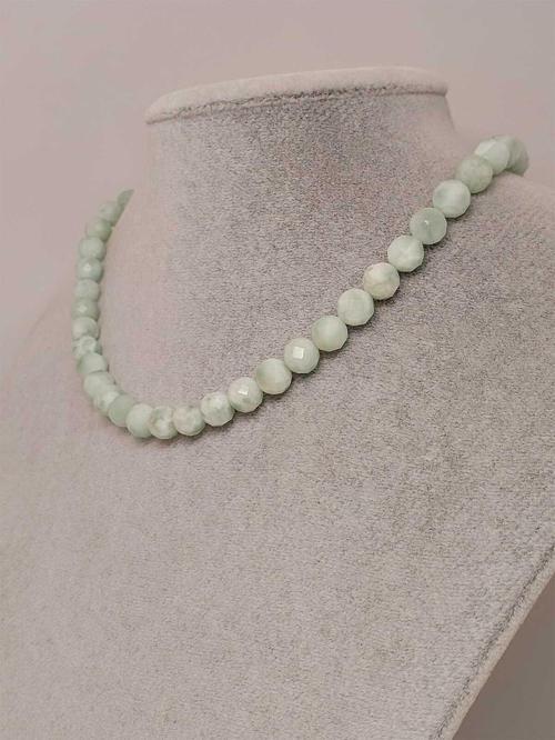Larimar Taşı Faset Kesim Kolye 8mm (Sabit Klipsli)
