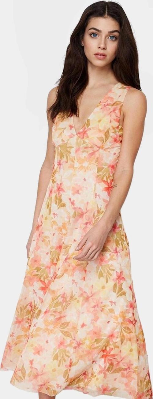 Çiçekli Desenli A Line Tül Elbise Örme Kumaştan Hafif Yazlık Özenle Seçilmiş Rahat Kullanım