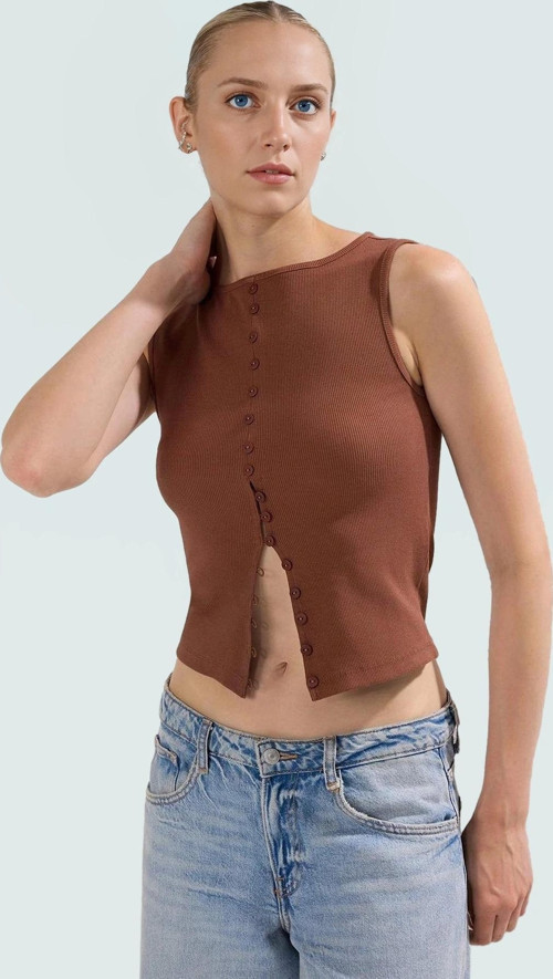 Düğmeli Fitted Vücuda Oturan Örme Bluz Regular Boy Özenle Seçilmiş Uzun Ömürlü Yüksek Kalite
