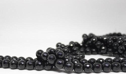 Onix (Oniks) Taşı Faset Kesim Parlak YARIM Dizi 12mm (18cm uzunluğundadır)