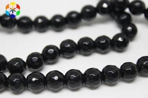 Onix (oniks) Taşı Faset Kesim Parlak Yarım Dizi 8mm (18cm Uzunluğundadır)