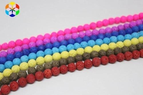 Lav Taşı Fosforlu Pembe Renkli Yarım Dizi 8mm (18cm Uzunluğundadır)