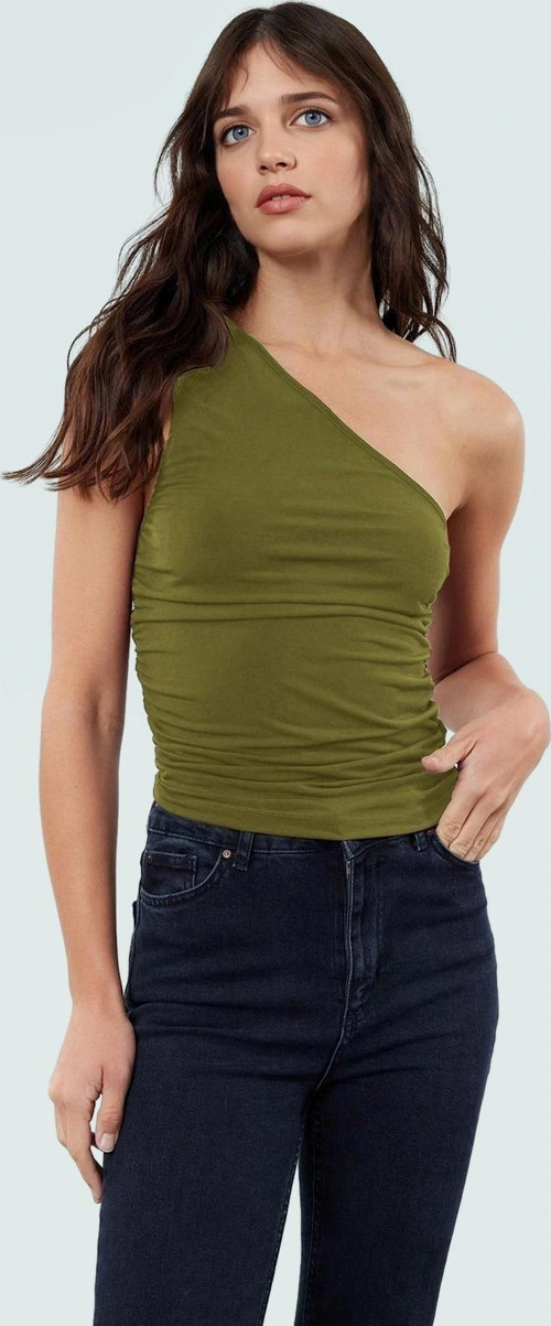 Tek Omuz Kolsuz Örme Bluz Fitted Vücut Mükemmel Uyum Zarifane Tasarım Şık Görünüm