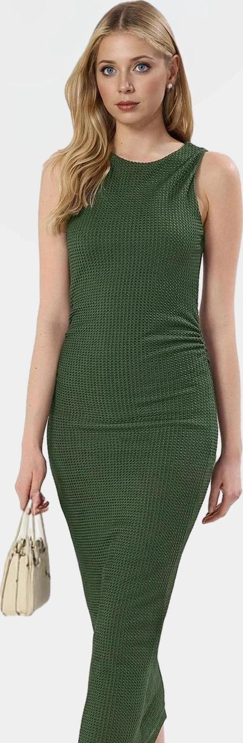 Şık Midi Boy Örme Elbise Bisiklet Yaka 98% Polyester Günlük Stil Konforlu Kesim Kaliteli İşçilik