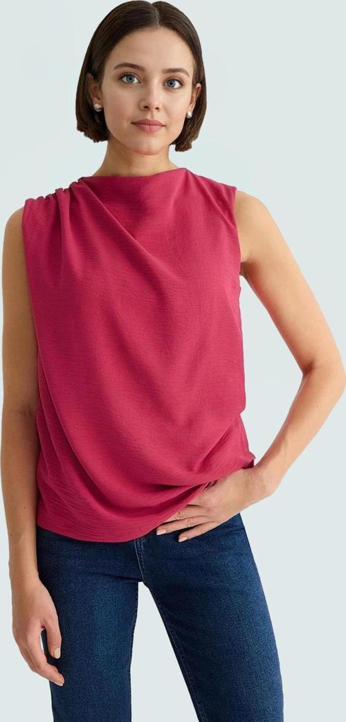 Şık Bisiklet Yaka Kolsuz Bluz %100 Polyester Yazlık Günlük Zarifane Tasarım Görünüm