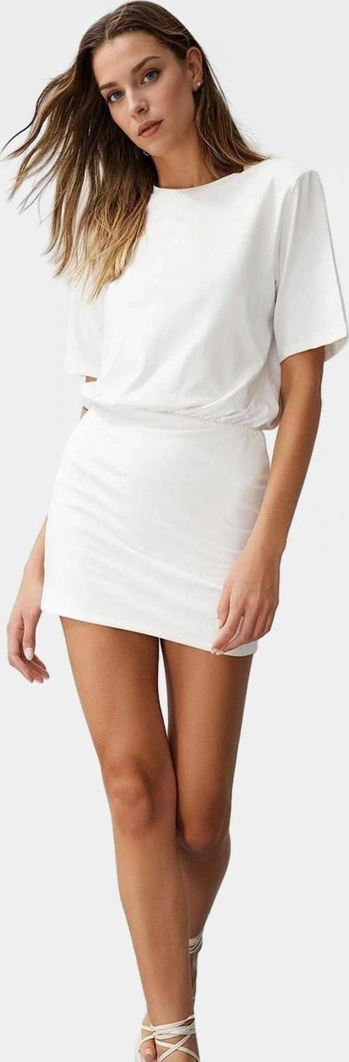 Düz Örme Pamuklu Mini Elbise Rahat Günlük Stil Dayanıklı Malzeme Seçkin