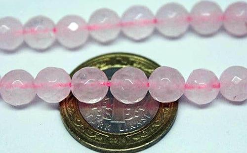 Pembe Kuvars Taşı Faset Kesim 8mm 10 Adet