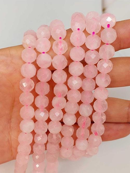 Pembe Kuvars Taşı Faset Kesim Dizi 8mm (42560)
