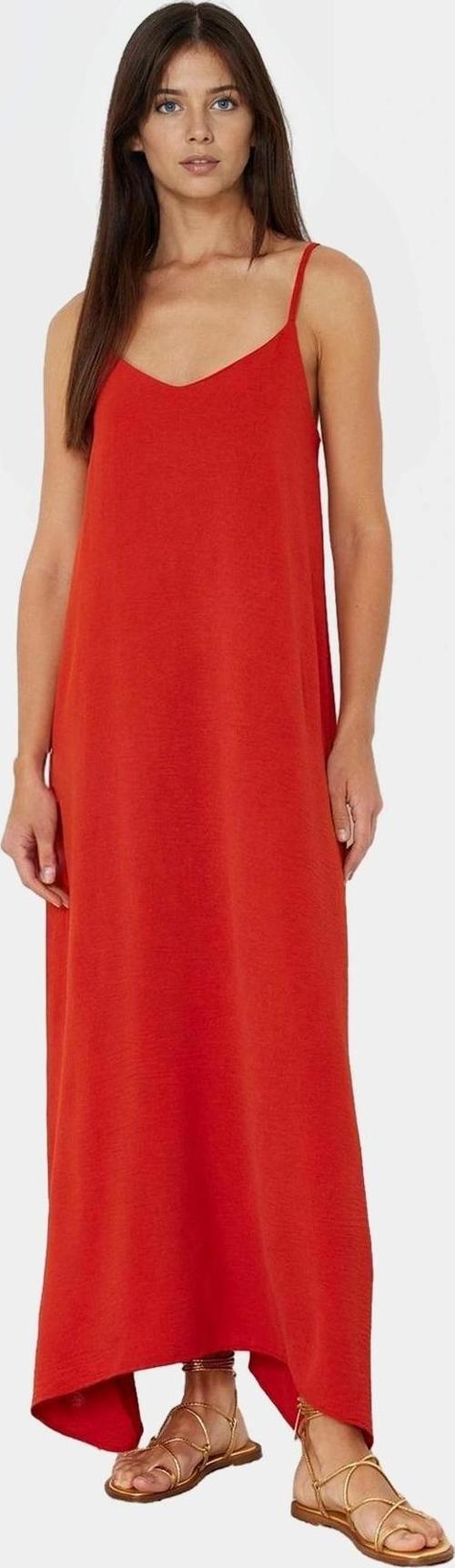 Maxi Dokuma Elbise V Yaka Shift Kalıp Polyester Yazlık Rahat Konforlu Kesim Seçkin Malzeme