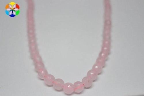 Pembe Kuvars Taşı Faset Kesim Yarım Dizi 8mm (18cm Uzunluğundadır)
