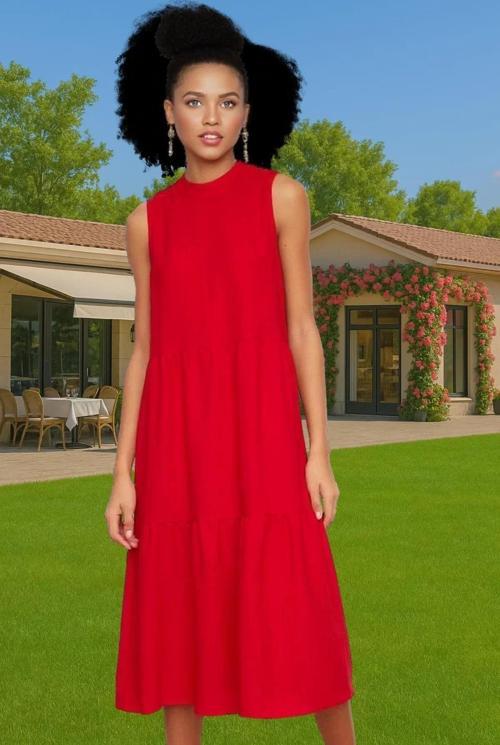 Kadın Midi Boy Shift Elbise Polyester Dokuma Kumaş Günlük Tarz Konforlu Kesim Mükemmel Uyum