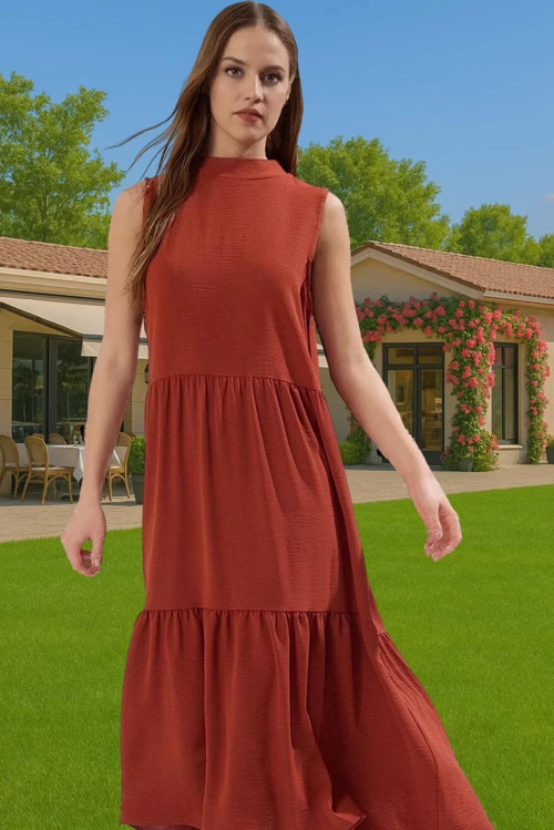 Kadın Midi Boy Shift Elbise Polyester Dokuma Kumaş Günlük Tarz Konforlu Kesim Mükemmel Uyum