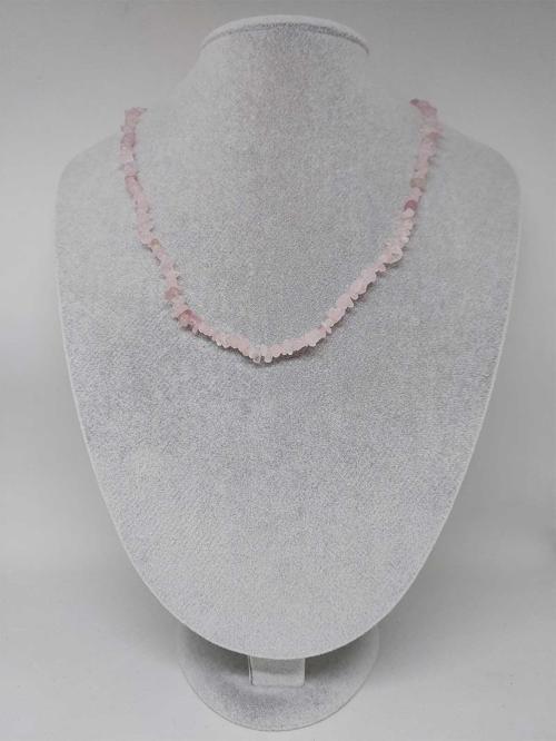 Pembe Kuvars Taşı Minik Boy 4-6mm Aralığı Şekilsiz 1000 Ayar Gümüş Ipli Kolye