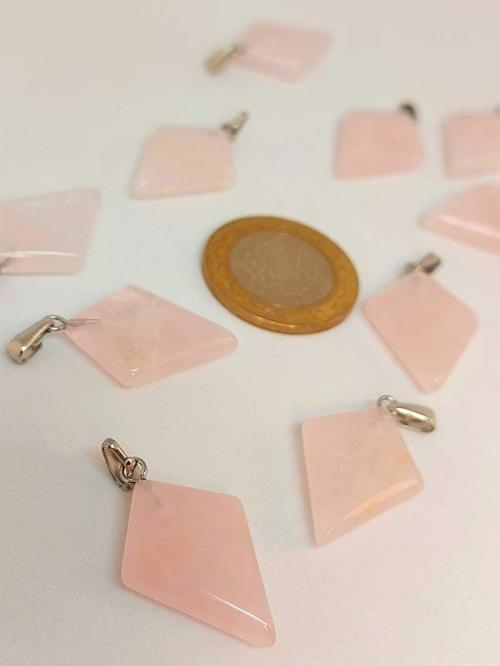 Pembe Kuvars Taşı Ok Ucu Şekilli Kolye Ucu (42630)