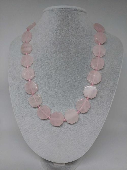 Pembe Kuvars Taşı Sekizgen Şekilli (klipsli) (35685)