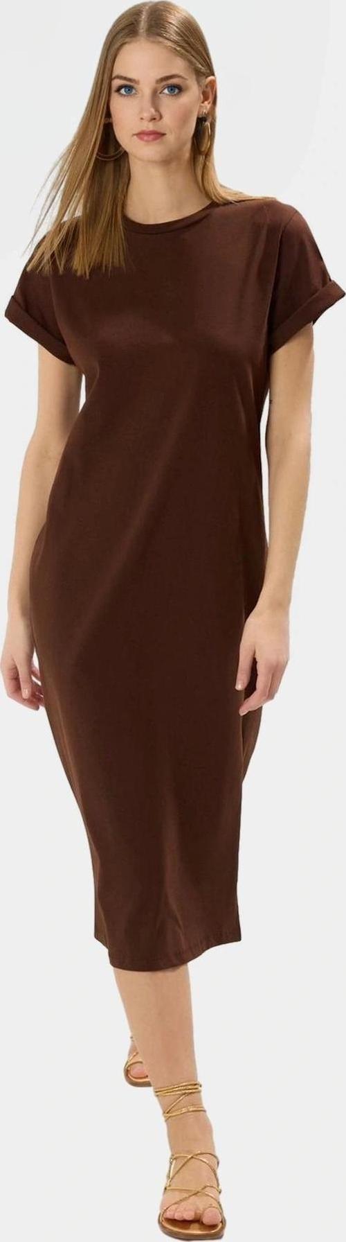 Rahat Kesim Midi Boy Örme Pamuklu T shirt Elbise Günlük Kullanım Kaliteli İşçilik Premium Kalite