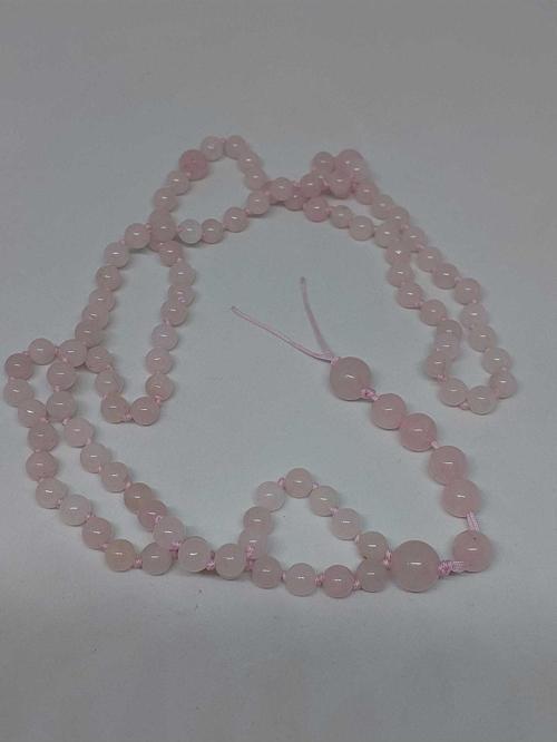 Pembe Kuvars Taşı Tesbih 6mm 99luk Ara Düğümlü El Yapımı