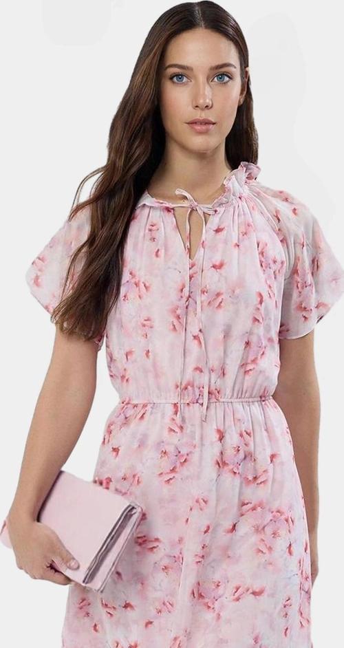 Yazlık Çiçekli Maxi Elbise Belden Açılan Etekli Şifon Dokuma Astarlı Rahat Kullanım Modern Stil