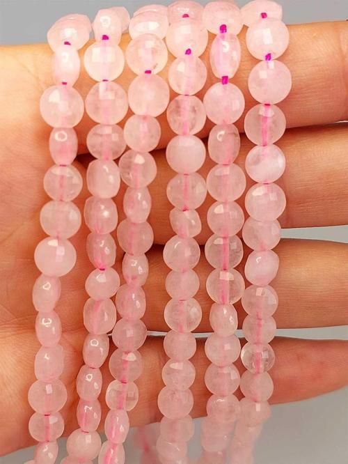 Pembe Kuvars Taşı YASSI Faset Kesim Dizi 6x4mm