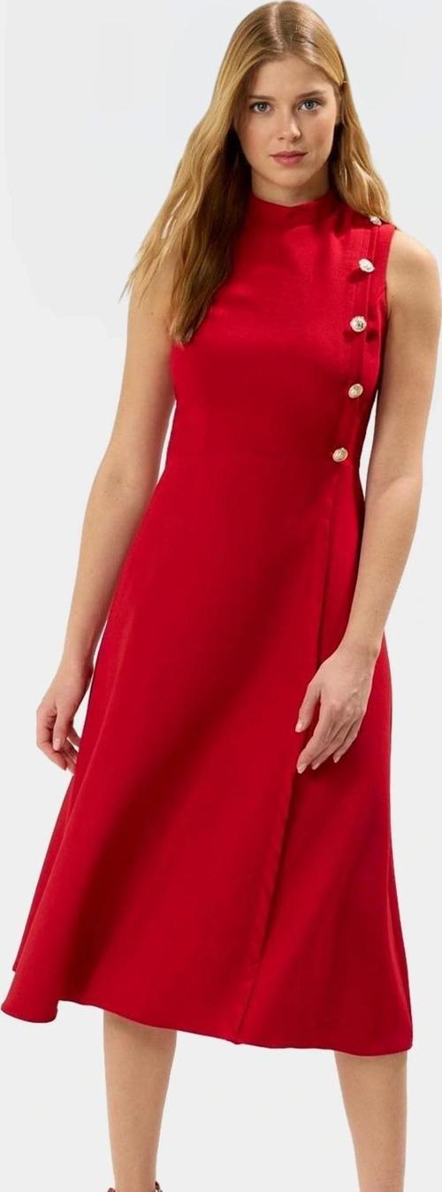 Yazlık Midi Dokuma Elbise Belden Etekli Ofis Şıklığı Premium Kalite Yüksek