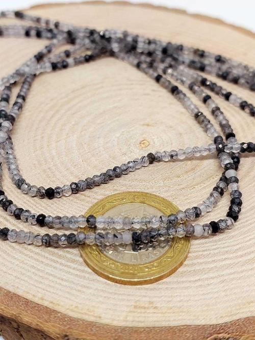 Rutil Kuvars Taşı Rondela Faset Kesim YARIM Dizi 2,5*1,5mm (18cm Uzunluğundadır)