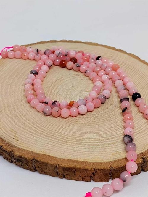 Pembe Siyah Alacalı Opal Taşı Dizi 6mm