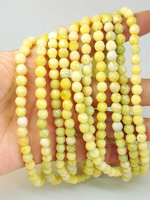 Peridot (Zebercet) Taşı Açık Yeşil-Beyaz Alacalı Faset Kesim Dizi 6mm