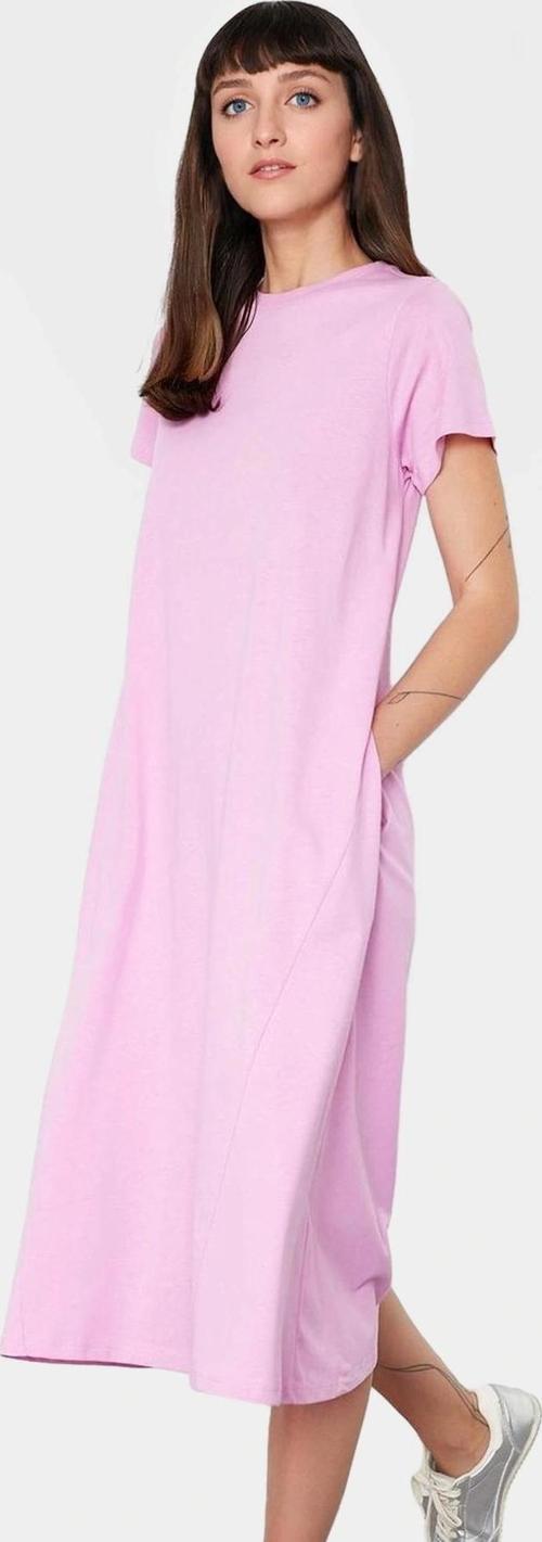 Kadın Midi Boy Örme T shirt Elbise Günlük Kullanım Konforlu Kesim Seçkin Malzeme Rahat Ve Şık